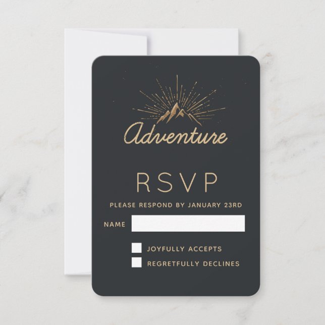 Gebirgsabenteuertypografie RSVP Karte (Vorderseite)