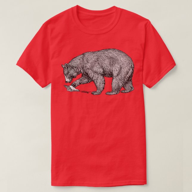 Gebirgsbär schwarz auf weißer Linie Illustration T-Shirt (Design vorne)