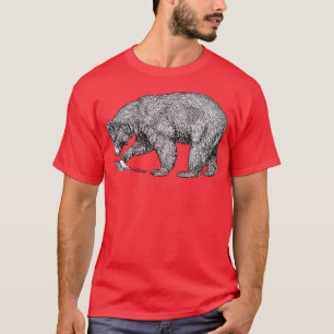 Gebirgsbär schwarz auf weißer Linie Illustration T-Shirt