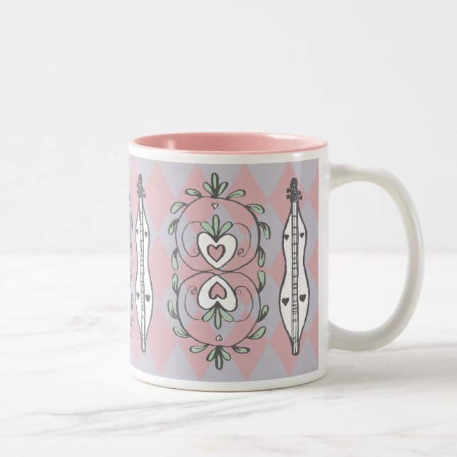 Gebirgsdulcimer-Tassen-Flieder Zweifarbige Tasse (Rechts)