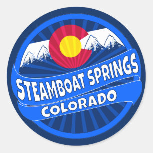 Gebirgsexplosionsaufkleber Steamboat Springs Runder Aufkleber