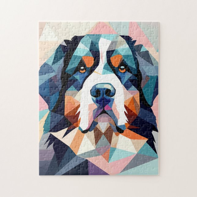 Gebirgshund mit bunten Kunstmotiven (Vertikal)
