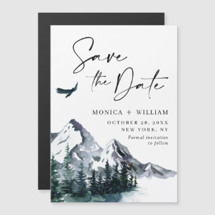 Gebirgslandschaft Karte mit Magnet Save the Date