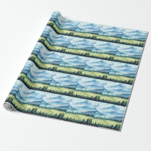 Gebirgslandschaft, künstlerische Aquarellmalerei Geschenkpapier