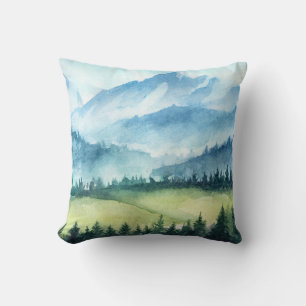 Gebirgslandschaft, künstlerische Aquarellmalerei Kissen