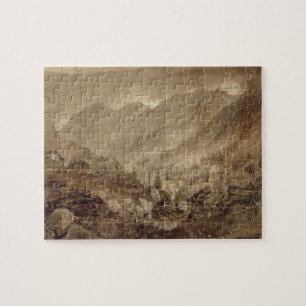 Gebirgslandschaft, Macugnaga, 1845 (Stift u. Braun