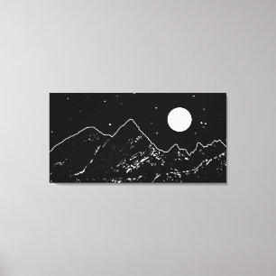 Gebirgslandschaft schwarz-weiß leinwanddruck