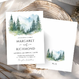 Gebirgslandschaft Wald Kiefern Hochzeit Einladung