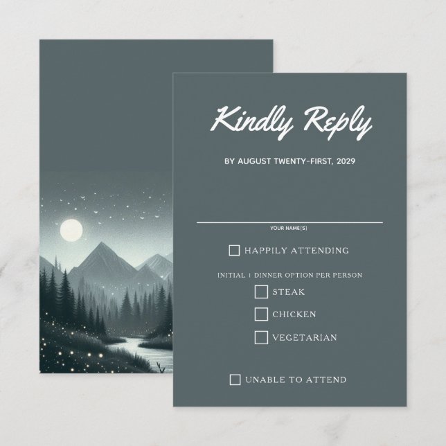 Gebirgsmagie RSVP Karte (Vorne/Hinten)