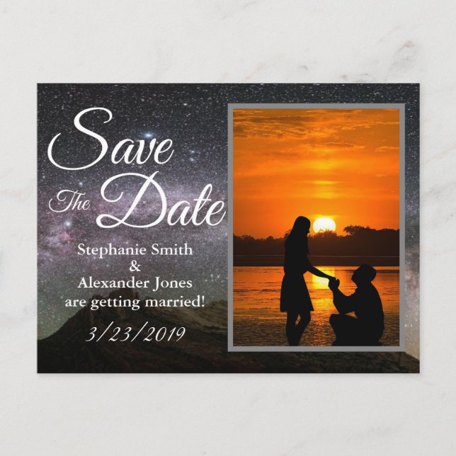 Gebirgsnacht Save the Date Ankündigungspostkarte (Vorderseite)