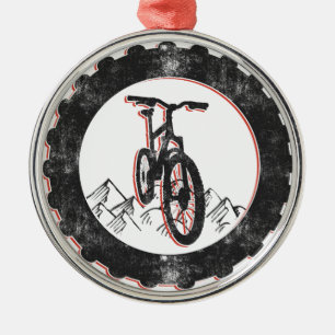 Gebirgsradfahren Silbernes Ornament