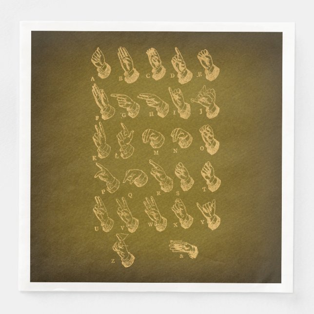 Gebirgssprache Alphabet Antik Vintages Grün Serviette (Vorderseite)