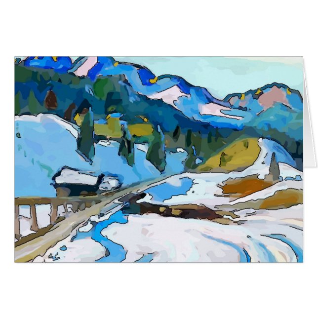 Gebirgsstraße im Schnee, Text hinzufügen (Vorderseite (Horizontal))