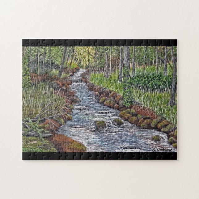 Gebirgsstrom-Acrylmalerei-Puzzlespiel (Horizontal)