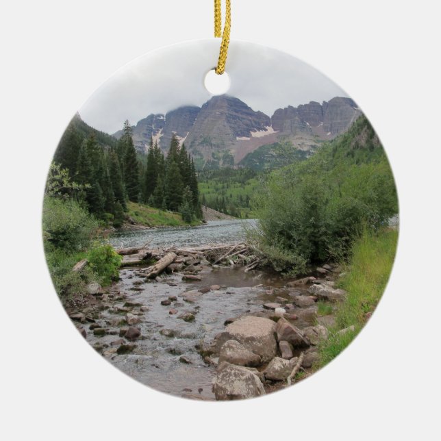 Gebirgsstrom - kastanienbraune Bell Keramik Ornament (Vorne)