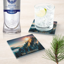 GebirgsSunset-Signatur Glasuntersetzer