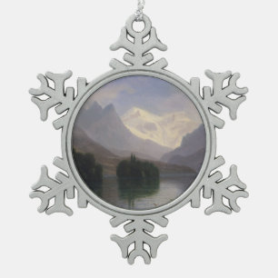 Gebirgsszene Schneeflocken Zinn-Ornament