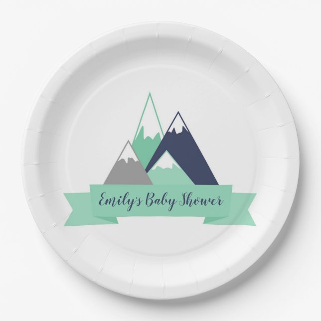 GebirgsThemed Baby-Duschen-Papier-Teller Pappteller (Vorderseite)