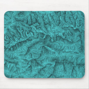 Gebirgstopographische Karte Blau Mousepad