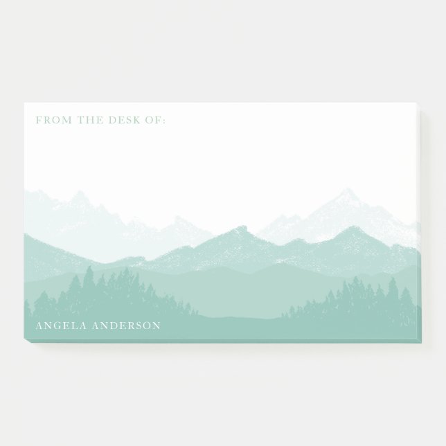 Gebirgswald mit Namensgroßem Post-it Klebezettel (Vorderseite)