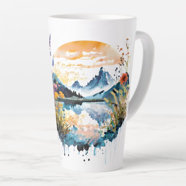 Gebirgszene Watercolor Milchtasse (Rechte Ecke)