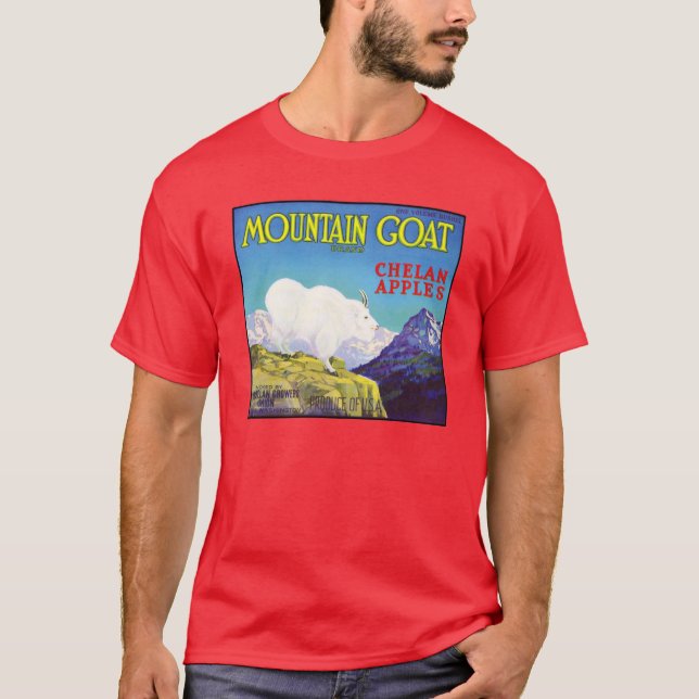 Gebirgsziegen-Apfel-Vintager Kisten-Aufkleber T-Shirt (Vorderseite)