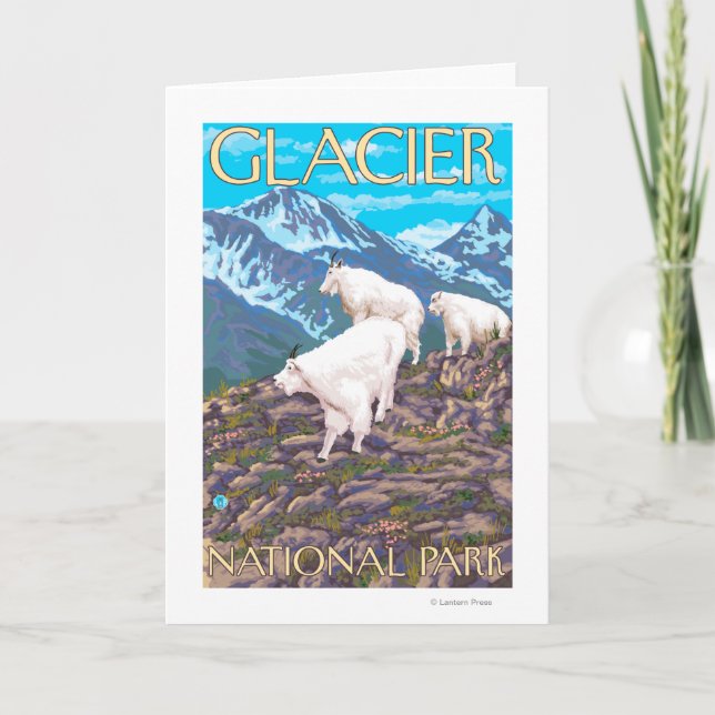 Gebirgsziegen-Szene - Glacier Nationalpark, Karte (Vorderseite)