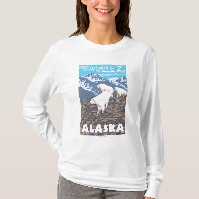 Gebirgsziegen-Szene - Valdez, Alaska T-Shirt (Vorderseite)