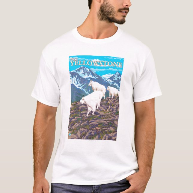 Gebirgsziegen-Szene - WestYellowstone, M.Ü. T-Shirt (Vorderseite)