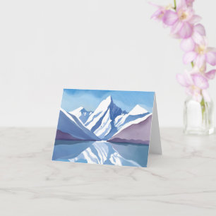 Gebirgszug   Blaue Aquarell-Landschaft Karte