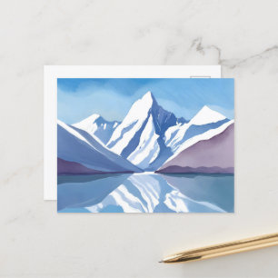 Gebirgszug   Blaue Aquarell-Landschaft Postkarte