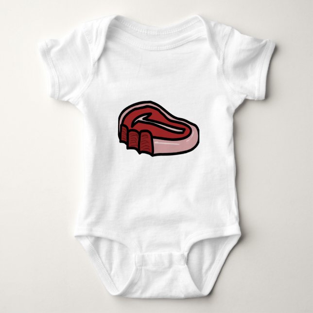 Gebissenes Steak-Fleisch-Rindfleisch Baby Strampler (Vorderseite)