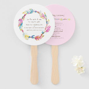Gebläse für das Hochzeitsrosa Boho Federbeine und Fächer