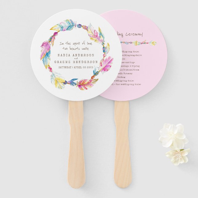 Gebläse für das Hochzeitsrosa Boho Federbeine und  Fächer (Vorne und Hinten)