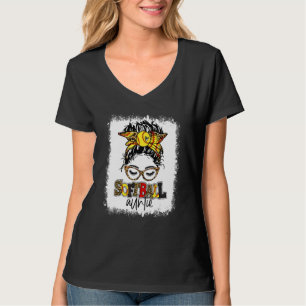geblasene Softball Auntie Messy Bun Game Day Mutte T-Shirt