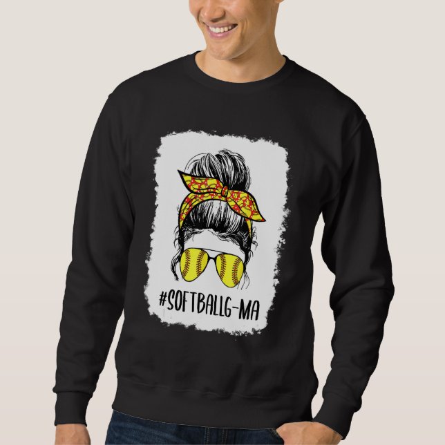 geblasene Softball G Ma Life Messy Bun Mother's Da Sweatshirt (Vorderseite)