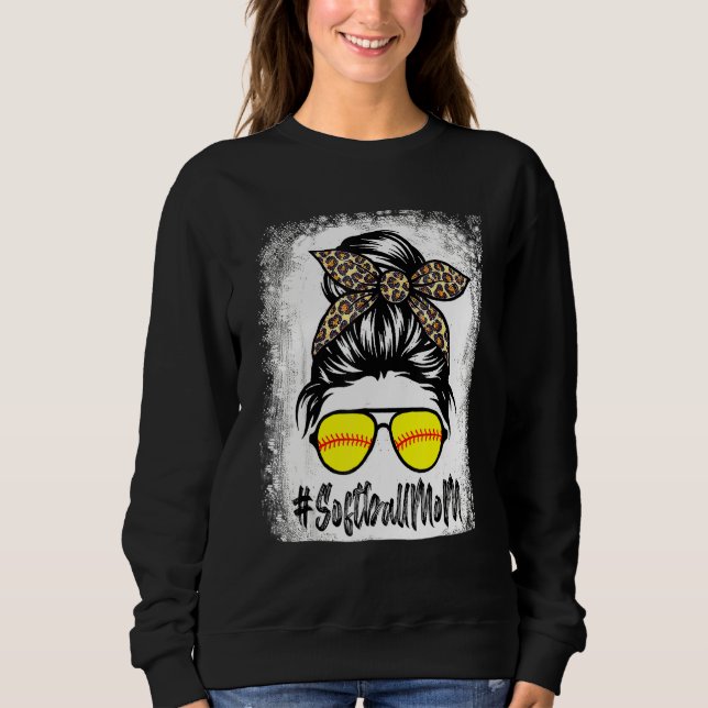 geblasenes Softball-Leben mit Leopard und Messy Bu Sweatshirt (Vorderseite)