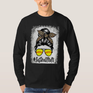 geblasenes Softball-Leben mit Leopard und Messy Bu T-Shirt