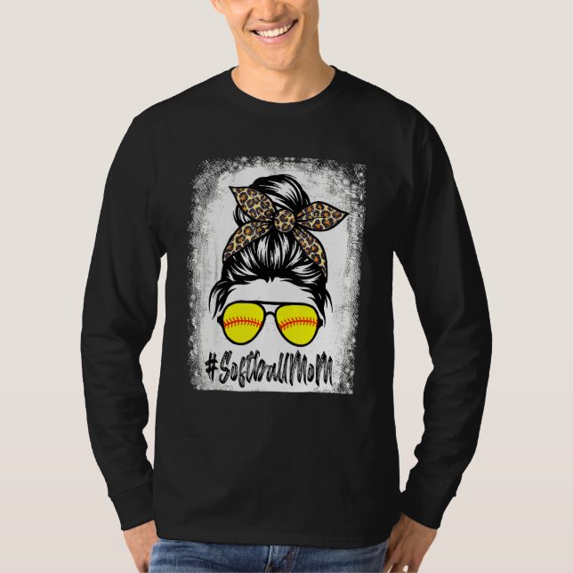 geblasenes Softball-Leben mit Leopard und Messy Bu T-Shirt (Vorderseite)