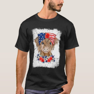 gebleicht 4. Juli Langhaarige Calf USA Patrioti T-Shirt