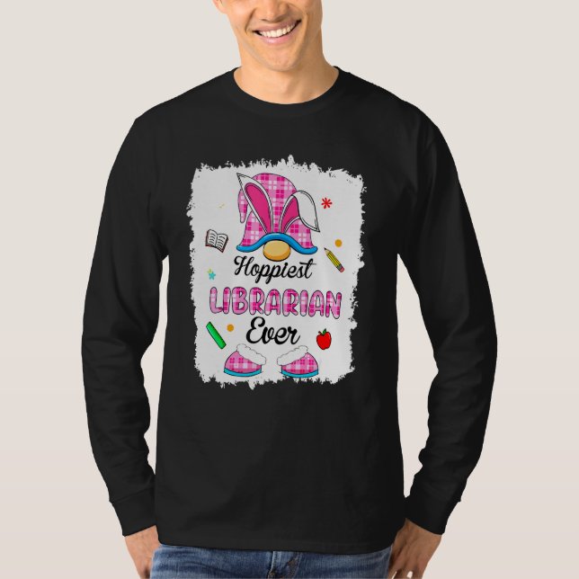 gebleicht Funny Hoppiest Librarian Kariert Gnome B T-Shirt (Vorderseite)