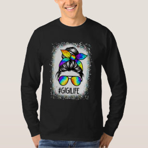 gebleicht Gigi Life Messy Hair Bun Gefärbte Krawat T-Shirt