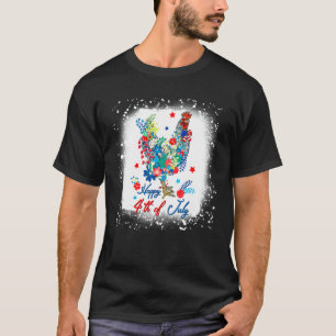 Gebleicht Happy 4. Juli Hühnerbauer-Blume W T-Shirt