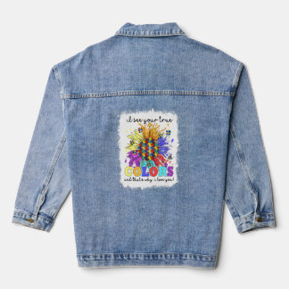 Gebleicht Ich sehe Ihre wahren Farben Sonnenblumen Jeansjacke