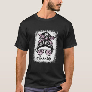gebleicht Nana Life Messy Bun Leopard Printmütter T-Shirt