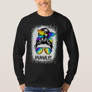 gebleicht Nana Life Messy Hair Bun Gefärbte Krawat T-Shirt