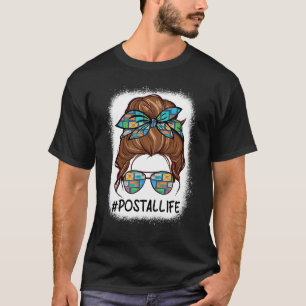 Gebleicht Postleben Mama Leopard Messy Bun Mütter T-Shirt