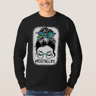 Gebleicht Postleben Mama Leopard Messy Bun Mütter T-Shirt