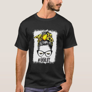 gebleicht Softball Gigi Messy Bun Game Day Mütter T-Shirt