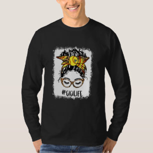gebleicht Softball Gigi Messy Bun Game Day Mütter T-Shirt